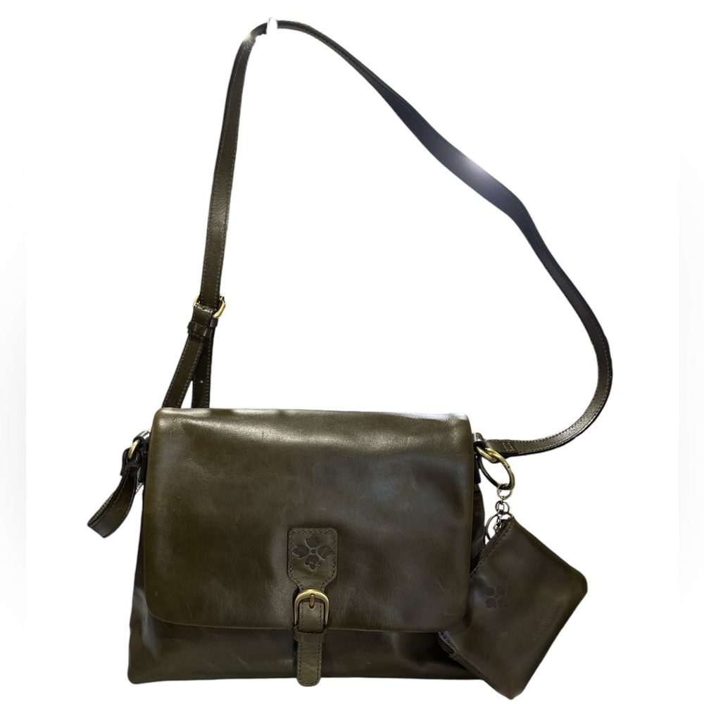 Patricia Nash Mili Leather Medium Flap Crossbody w/ Coin Pouch  OLIVE  0120